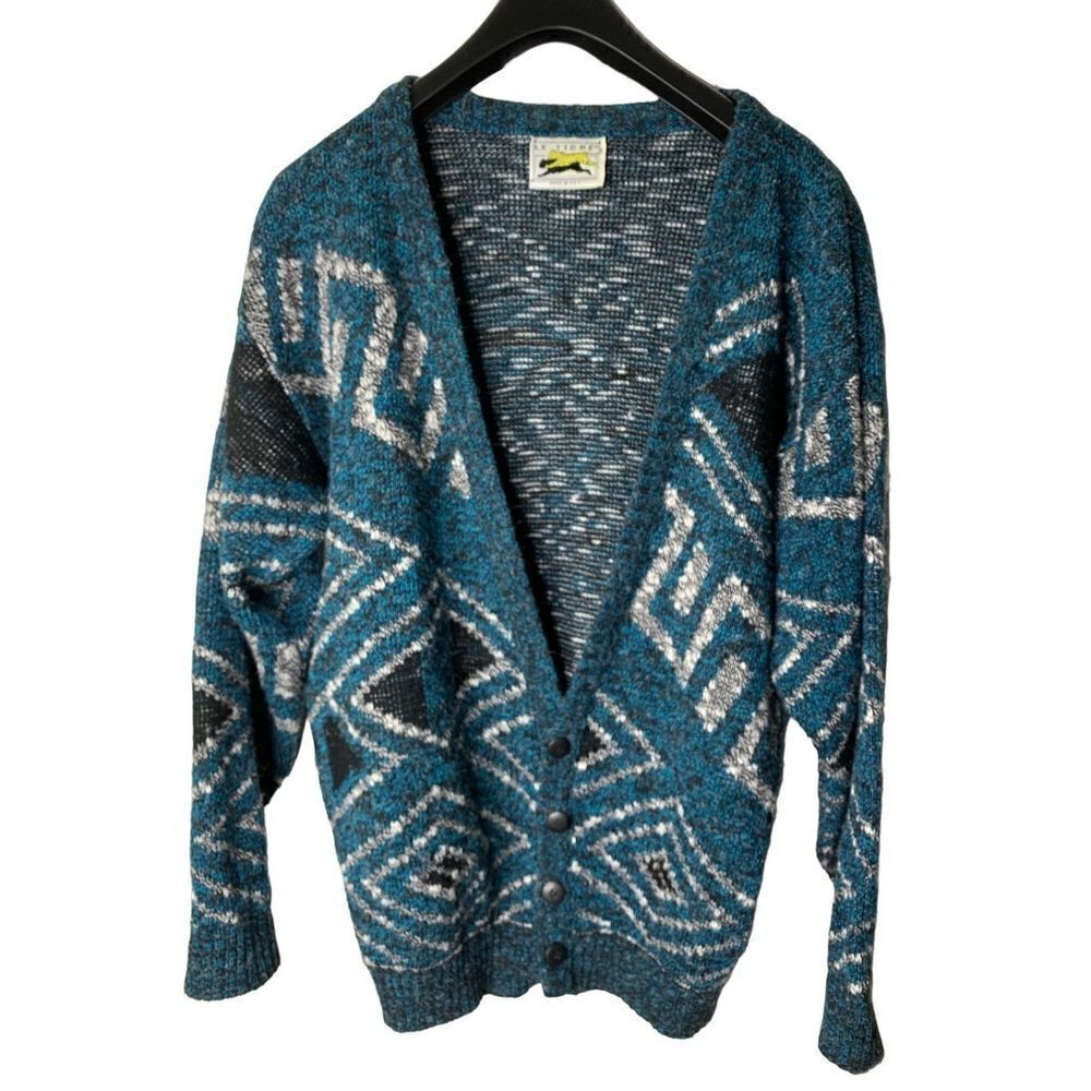 Vintage 90s Le Tigre Geometric button front cardigan women’s size medium